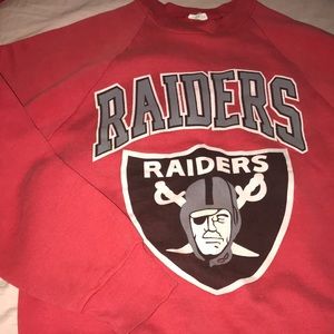 Bright red RAIDERS crew neck sweater (unisex)